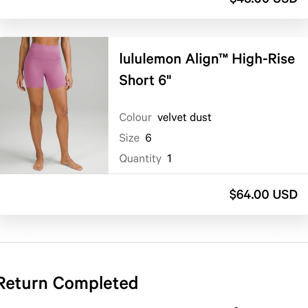 LULULEMON ALIGN high rise short 6” in velvet dust